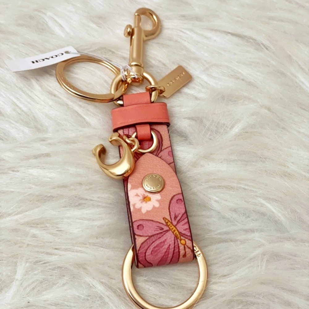 NEW Coach Butterfly Print Trigger Snap HandBag Charm Key Chain